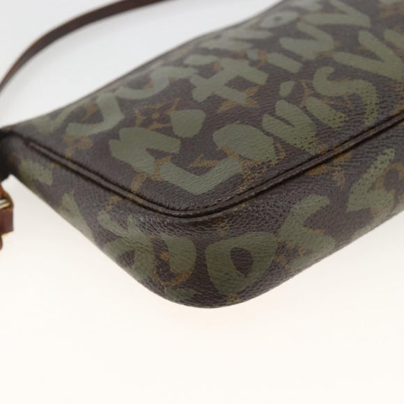 LOUIS VUITTON Monogram graffiti Pochette Pouch Khaki M92191 LV Auth BSZ705A