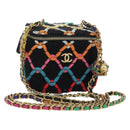 CHANEL Matelasse Chain Vanity Bag Tweed Multicolor Gold CC Auth BSZ708SM-1