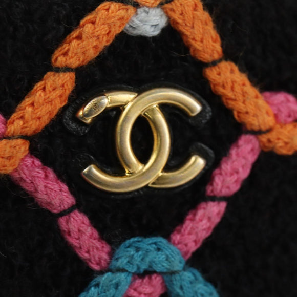 CHANEL Matelasse Chain Vanity Bag Tweed Multicolor Gold CC Auth BSZ708SM