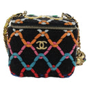CHANEL Matelasse Chain Vanity Bag Tweed Multicolor Gold CC Auth BSZ708SM-2