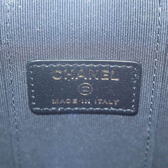 CHANEL Matelasse Chain Vanity Bag Tweed Multicolor Gold CC Auth BSZ708SM