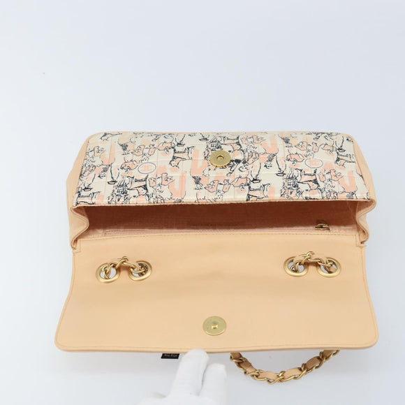 CHANEL Choco Bar Chain Shoulder Bag Satin Pink Gold CC Auth ARZ748SAV