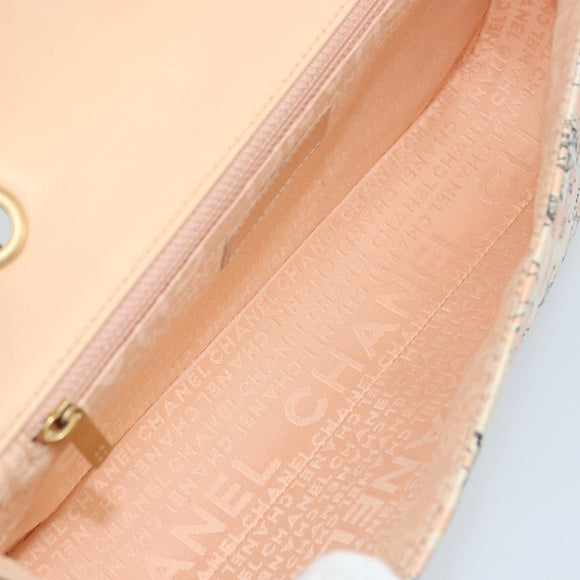 CHANEL Choco Bar Chain Shoulder Bag Satin Pink Gold CC Auth ARZ748SAV