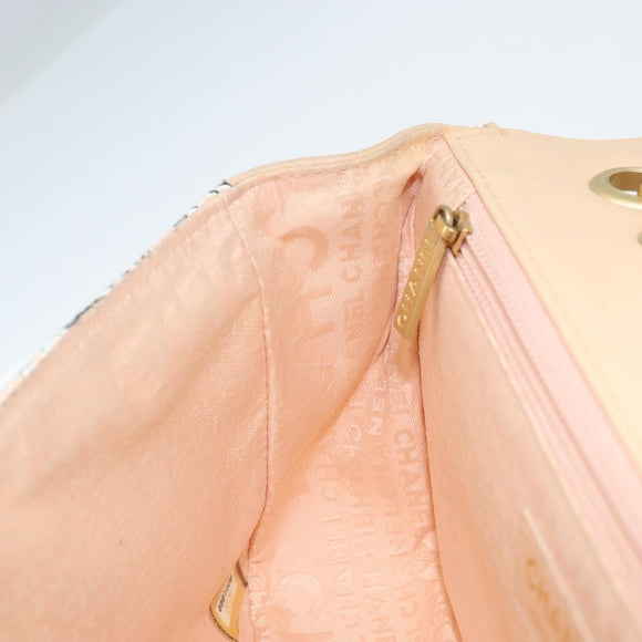 CHANEL Choco Bar Chain Shoulder Bag Satin Pink Gold CC Auth ARZ748SAV