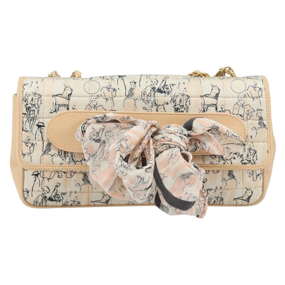 CHANEL Choco Bar Chain Shoulder Bag Satin Pink Gold CC Auth ARZ748SAV
