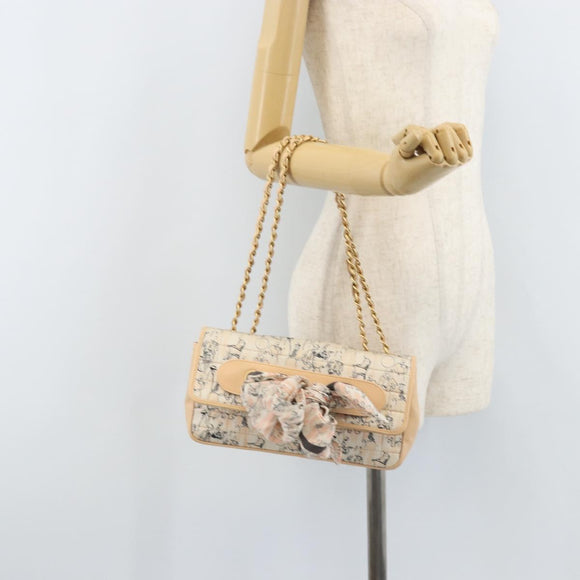 CHANEL Choco Bar Chain Shoulder Bag Satin Pink Gold CC Auth ARZ748SAV