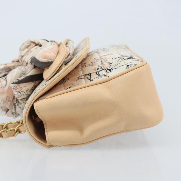 CHANEL Choco Bar Chain Shoulder Bag Satin Pink Gold CC Auth ARZ748SAV