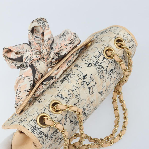 CHANEL Choco Bar Chain Shoulder Bag Satin Pink Gold CC Auth ARZ748SAV