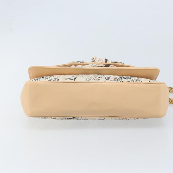 CHANEL Choco Bar Chain Shoulder Bag Satin Pink Gold CC Auth ARZ748SAV