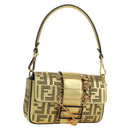 FENDI FENDACE Mini Bucket Shoulder Bag Leather Gold Auth ARZ750SM-1