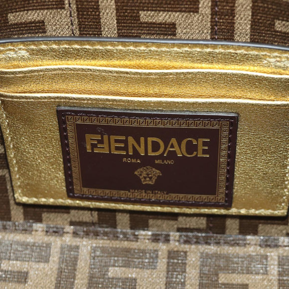 FENDI FENDACE Mini Bucket Shoulder Bag Leather Gold Auth ARZ750SM