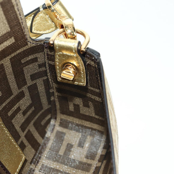 FENDI FENDACE Mini Bucket Shoulder Bag Leather Gold Auth ARZ750SM