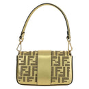 FENDI FENDACE Mini Bucket Shoulder Bag Leather Gold Auth ARZ750SM-2