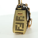 FENDI FENDACE Mini Bucket Shoulder Bag Leather Gold Auth ARZ750SM-4