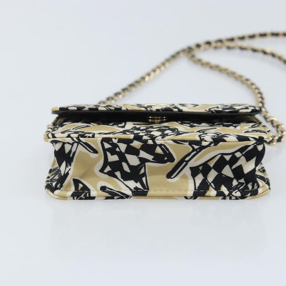 CHANEL Chain Shoulder Pouch Mini Matelasse 12 Satin Beige Gold CC Auth ARZ751SAM