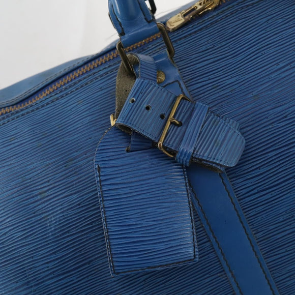 LOUIS VUITTON Epi Keepall 45 Boston Bag Blue M42975 LV Auth ARZ760