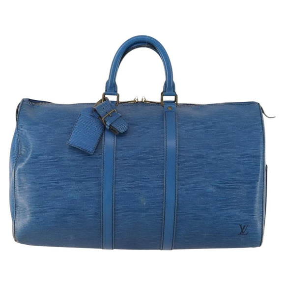 LOUIS VUITTON Epi Keepall 45 Boston Bag Blue M42975 LV Auth ARZ760