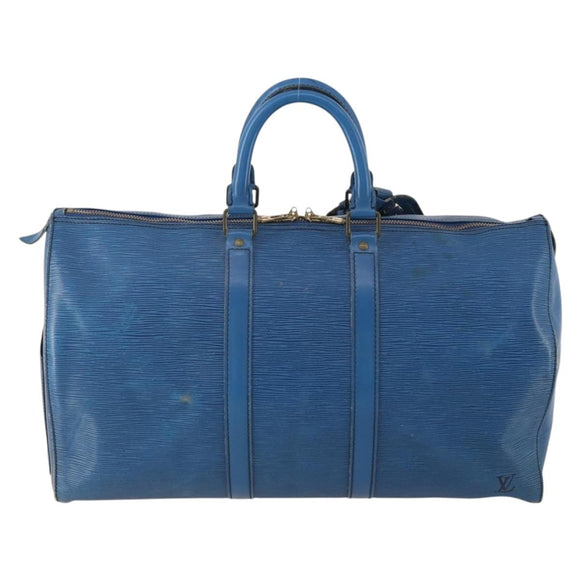 LOUIS VUITTON Epi Keepall 45 Boston Bag Blue M42975 LV Auth ARZ760