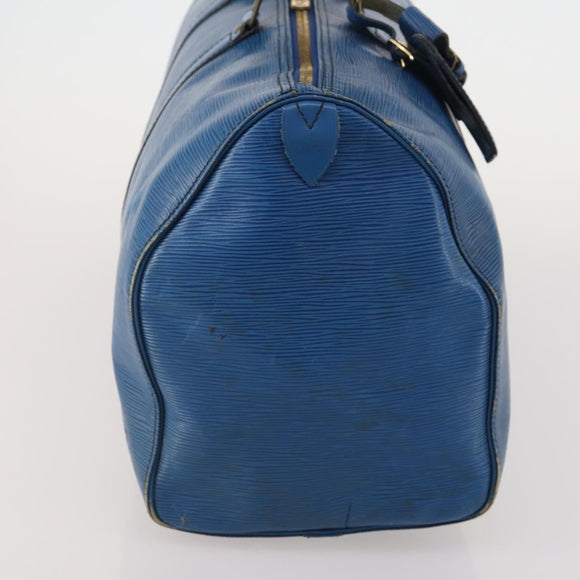 LOUIS VUITTON Epi Keepall 45 Boston Bag Blue M42975 LV Auth ARZ760