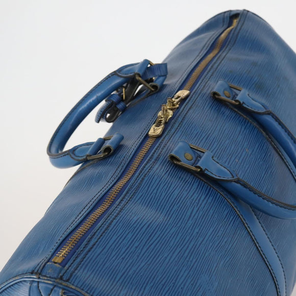 LOUIS VUITTON Epi Keepall 45 Boston Bag Blue M42975 LV Auth ARZ760