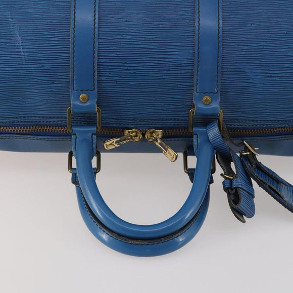 LOUIS VUITTON Epi Keepall 45 Boston Bag Blue M42975 LV Auth ARZ760