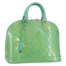 LOUIS VUITTON Monogram Vernis Alma PM Hand Bag Blue Lagon M91694 LV Auth ARZ765-1