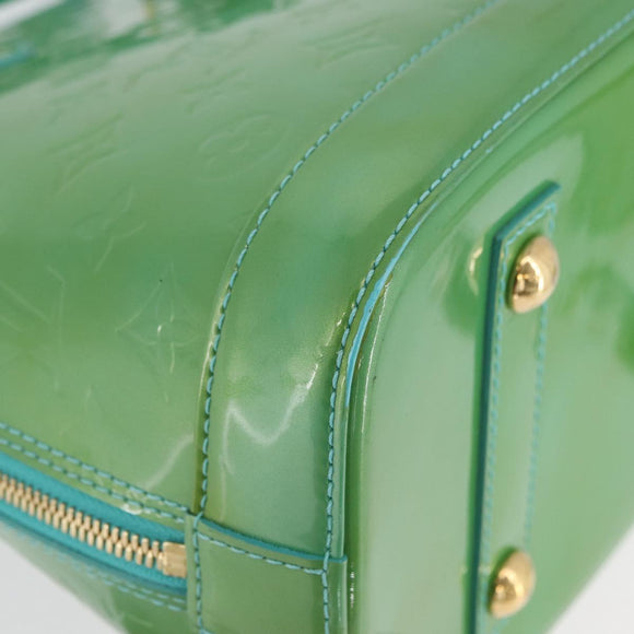 LOUIS VUITTON Monogram Vernis Alma PM Hand Bag Blue Lagon M91694 LV Auth ARZ765
