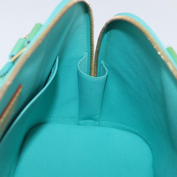 LOUIS VUITTON Monogram Vernis Alma PM Hand Bag Blue Lagon M91694 LV Auth ARZ765