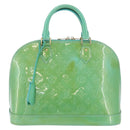 LOUIS VUITTON Monogram Vernis Alma PM Hand Bag Blue Lagon M91694 LV Auth ARZ765-13