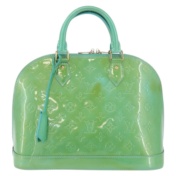 LOUIS VUITTON Monogram Vernis Alma PM Hand Bag Blue Lagon M91694 LV Auth ARZ765