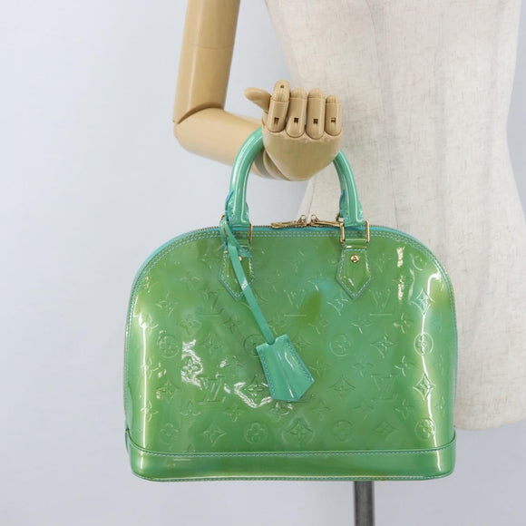 LOUIS VUITTON Monogram Vernis Alma PM Hand Bag Blue Lagon M91694 LV Auth ARZ765