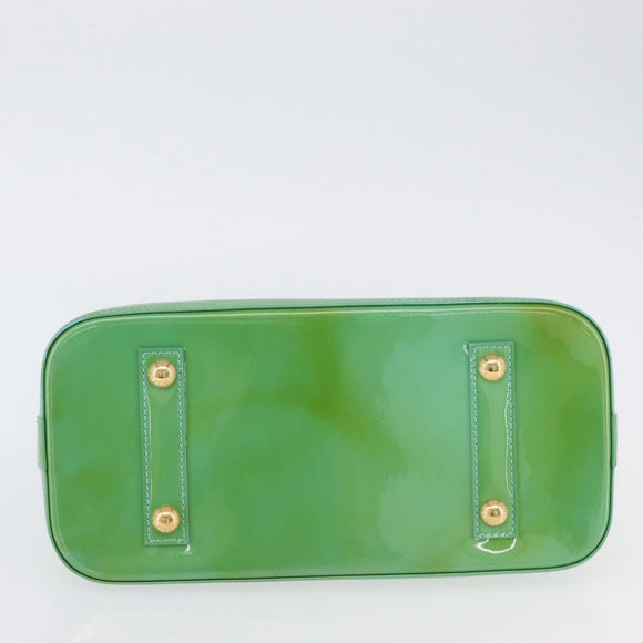 LOUIS VUITTON Monogram Vernis Alma PM Hand Bag Blue Lagon M91694 LV Auth ARZ765