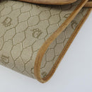 Christian Dior Honeycomb Canvas Shoulder Bag PVC Beige Gold Auth ARZ767-9