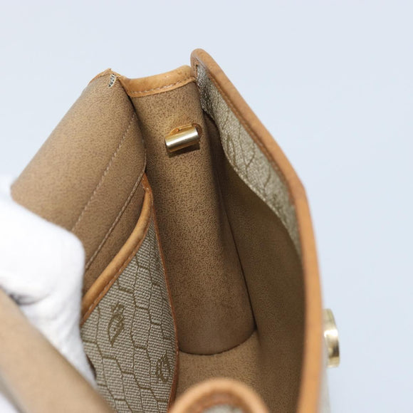 Christian Dior Honeycomb Canvas Shoulder Bag PVC Beige Gold Auth ARZ767