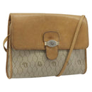 Christian Dior Honeycomb Canvas Shoulder Bag PVC Beige Gold Auth ARZ767-1