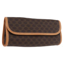 CELINE Macadam Canvas Clutch Bag PVC Leather Brown Gold Auth ARZ771A-1