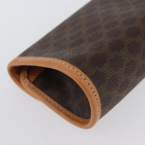 CELINE Macadam Canvas Clutch Bag PVC Leather Brown Gold Auth ARZ771A