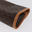 CELINE Macadam Canvas Clutch Bag PVC Leather Brown Gold Auth ARZ771A-16