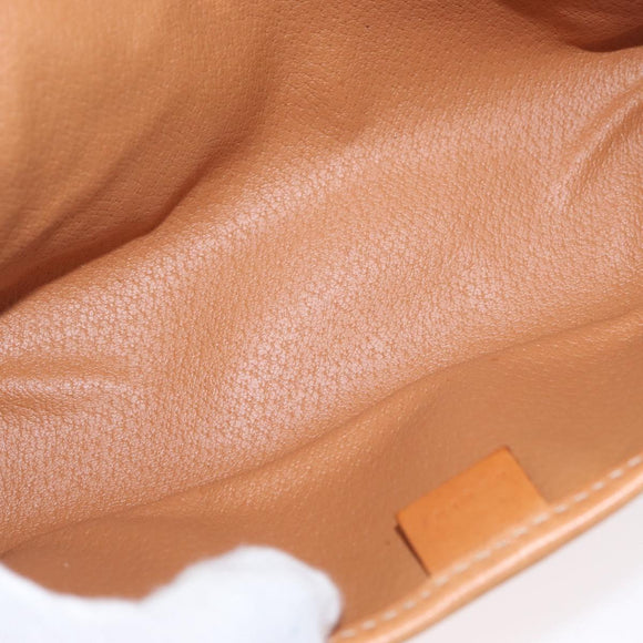 CELINE Macadam Canvas Clutch Bag PVC Leather Brown Gold Auth ARZ771A
