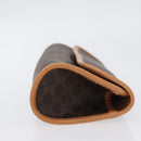 CELINE Macadam Canvas Clutch Bag PVC Leather Brown Gold Auth ARZ771A-3