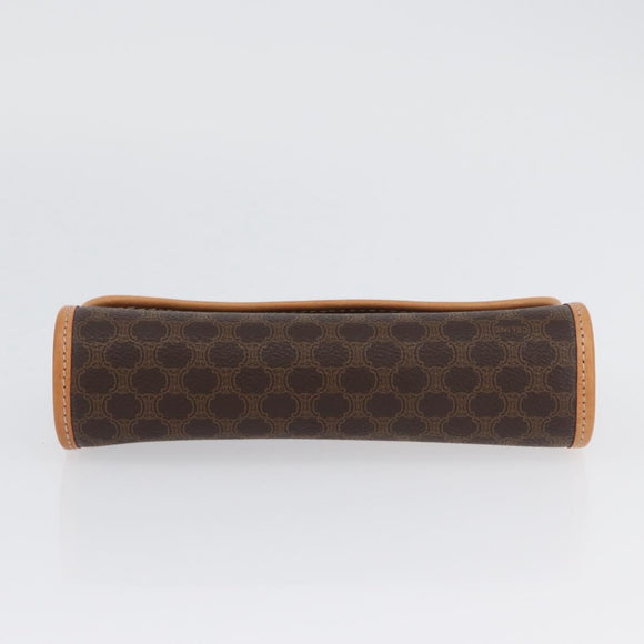 CELINE Macadam Canvas Clutch Bag PVC Leather Brown Gold Auth ARZ771A