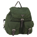 PRADA Backpack Nylon Khaki Silver Auth ARZ774-1