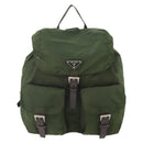 PRADA Backpack Nylon Khaki Silver Auth ARZ774-13