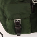 PRADA Backpack Nylon Khaki Silver Auth ARZ774-28