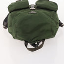 PRADA Backpack Nylon Khaki Silver Auth ARZ774-6