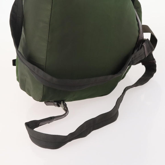 PRADA Backpack Nylon Khaki Silver Auth ARZ774