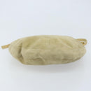 FENDI Mamma Baguette Shoulder Bag Suede Beige Gold Auth ARZ775-5