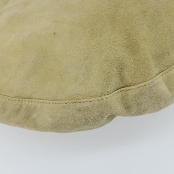 FENDI Mamma Baguette Schoudertas Suède Beige Goud Auth ARZ775