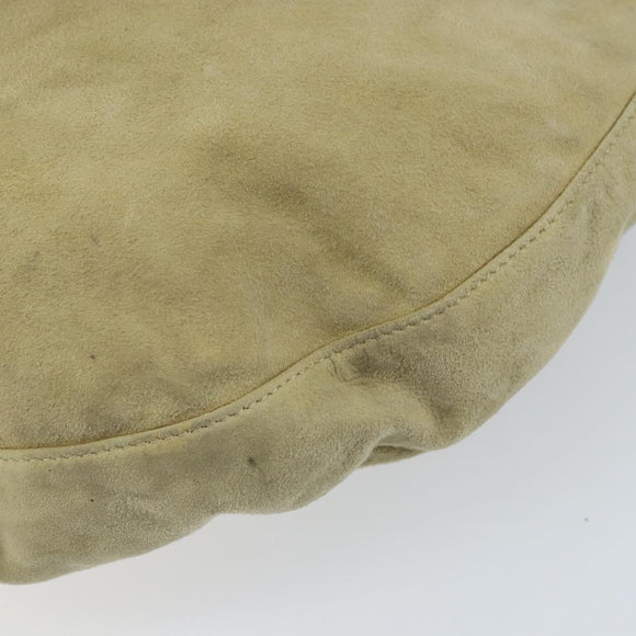 FENDI Mamma Baguette Schoudertas Suède Beige Goud Auth ARZ775