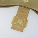 FENDI Mamma Baguette Schoudertas Suède Beige Goud Auth ARZ775-19